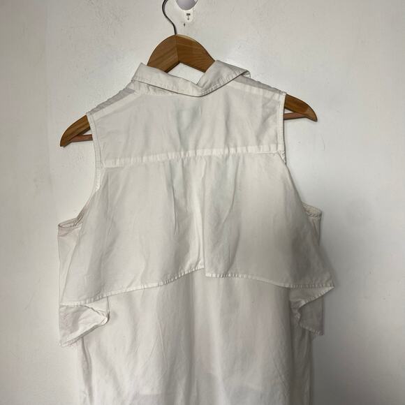 Peter Som White SZ 12 Sleeveless Draped Collard Top Quiet Luxury Minimalist Euro - Picture 8 of 9
